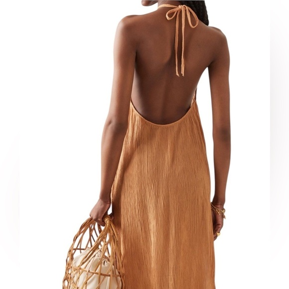 Savannah Morrow The Label Lana Dress Maxi Sandstone Silk Bamboo NWT - Picture 2 of 14